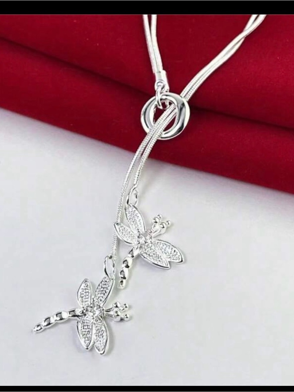 Sterling silver Double Strand Bolo Dragonfly Necklace fairycore cottagecore